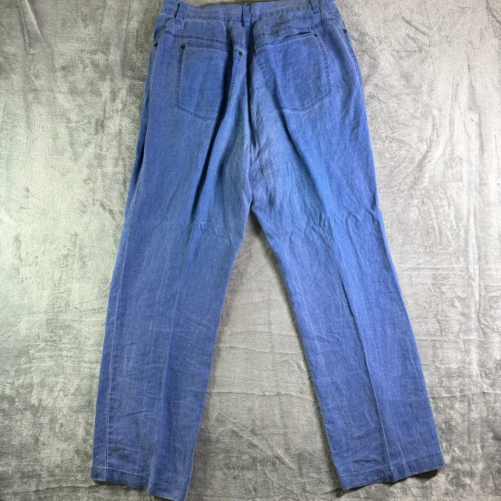VTG Arnold Zimberg Linen Pants Straight‎ Leg Casual Blue Trousers Mens Size 36